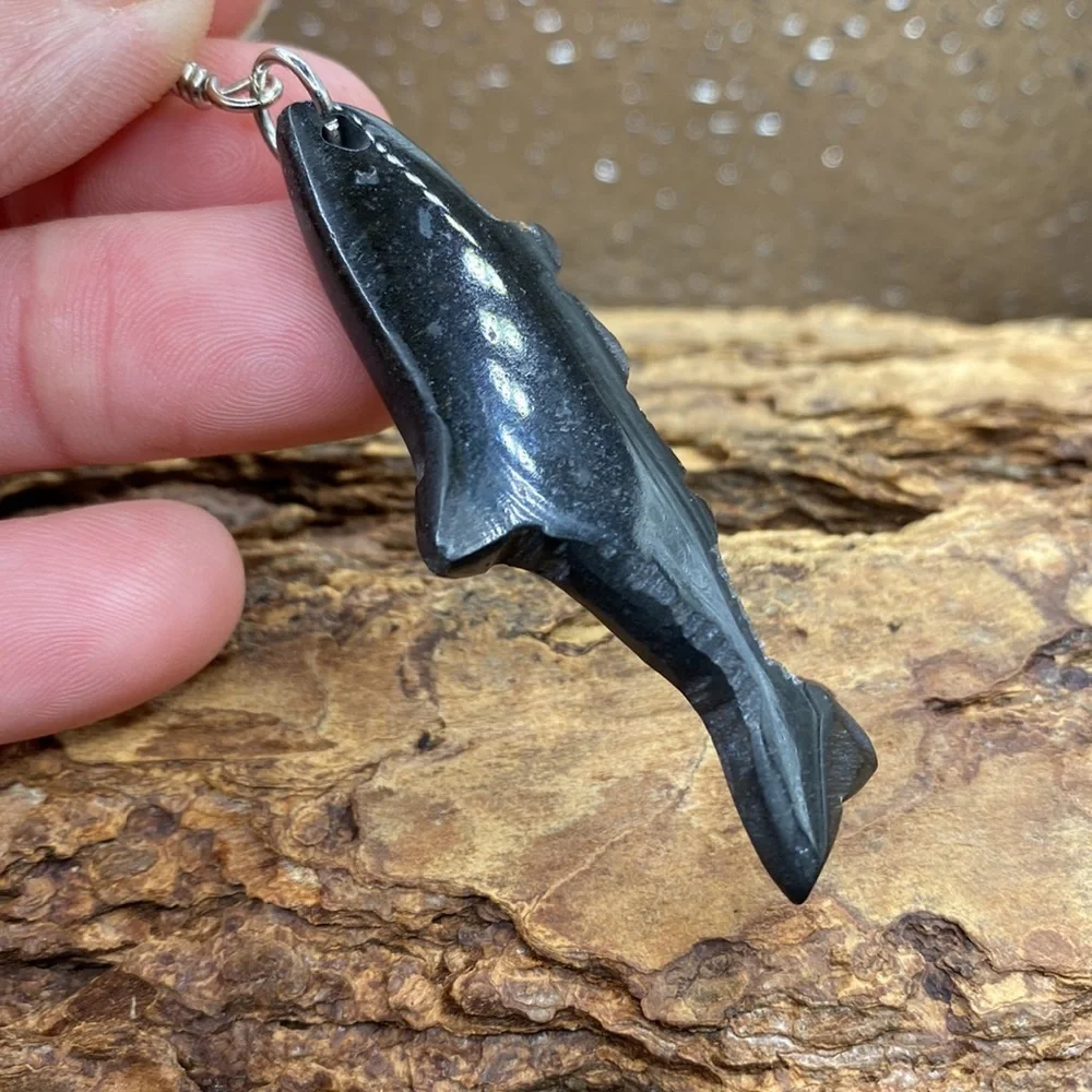 Onyx Shark Fisherman's Necklace Pendant